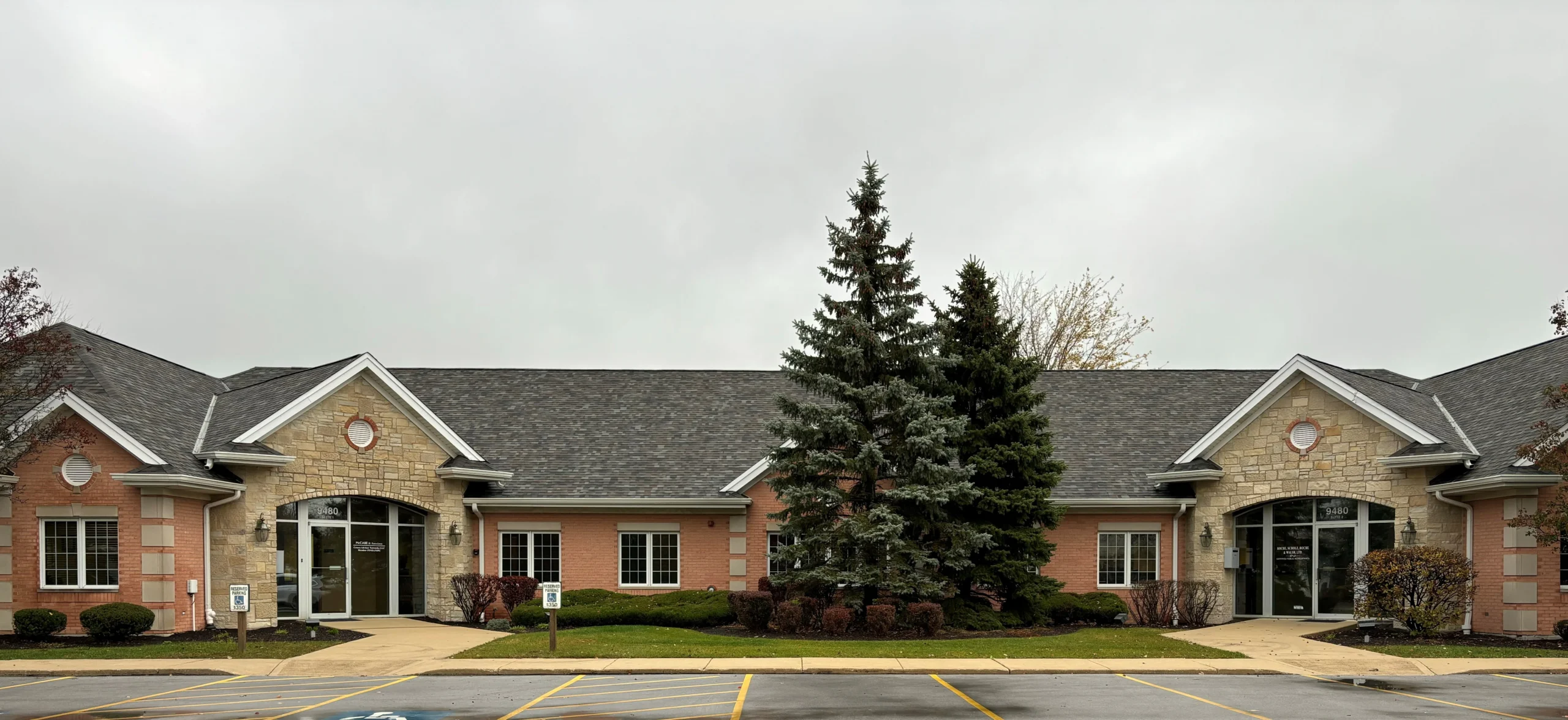 Parking lot view of Mccabe & Associates Office in Mokena, Illinois