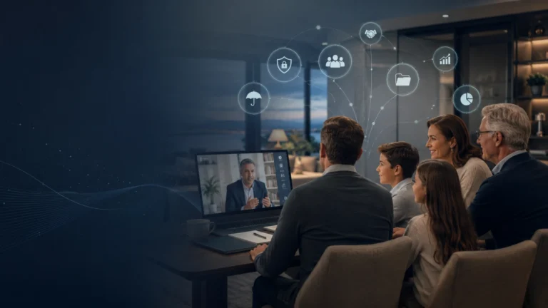 Family on a video conference with financial advisor